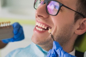 Male patient undergoing dental exam